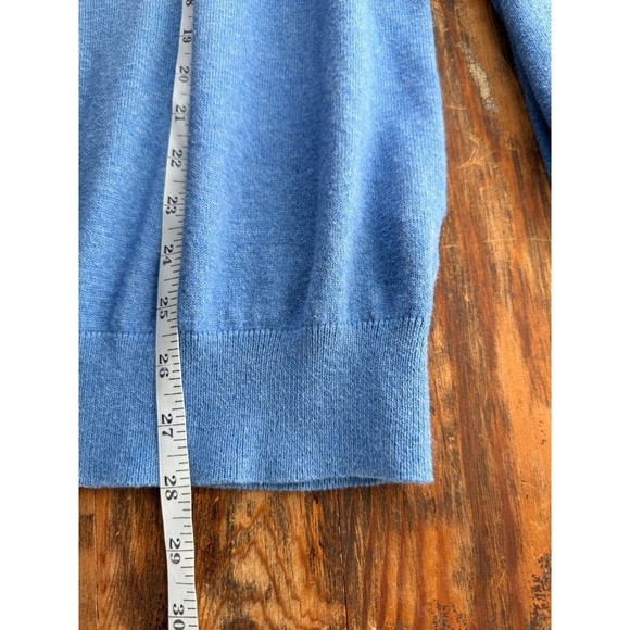 LLBean Quarter Zip Sweater Men's L Light Blue‎ Cotton Cashmere Blend - Picture 4 of 5